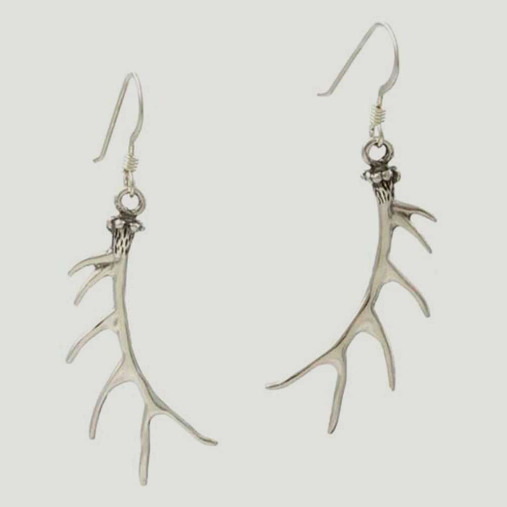 Sterling Silver Large Elk Antler Earrings